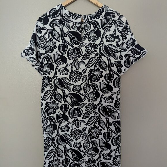 Ann Taylor Factory Floral Dress navy blue and white size medium - Picture 3 of 9